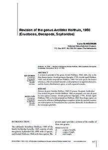 Revision of the genus Arctides Holthuis, 1960 (Crustacea, Decapoda, Scyllaridae) Lipke B. HOLTHUIS