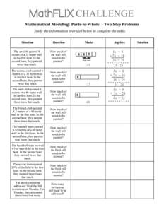 MathFLIX CHALLENGE Mathematical Modeling: Parts-to-Whole - Two Step Problems Study the information provided below to complete the table. Question  The art club painted 8