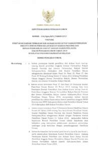 KOMISI PEMiLI HAN UfliUtol KEPUTUSAN KOMISI PEMILIHAN UMUM NOMOR : 114IKpts/KPU/TAHUN 2013 TENTANG PENETAPAN DAERAH PEMILIHAN DANALOKASI KURSI SETIAP DAERAH PEMILIHAN