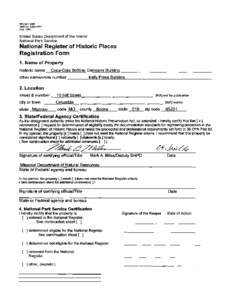 United States Department of the Interior National Park Service National Register of Historic Places Registration Form 1. Name of Property