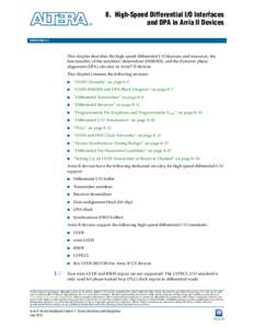 High-Speed Differential I/O Interfaces and DPA in Arria II Devices - Arria II Device Handbook, Volume 1, Chapter 8