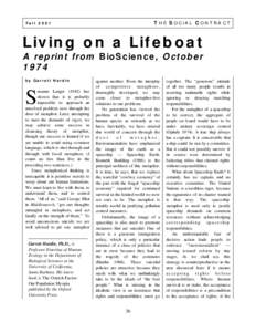 T HE S OCIAL C ONTRACT  Fall 2001 Living on a Lifeboat A reprint from BioScience, October