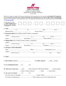 Application for Admission