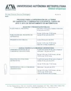 /l;X\ UNIVERSIDAD AUTÓNOMA METROPOLITANA Unidad Iztapalapa Casa abierta al tiempo  Dr. José Octavío Nateras Domínguez