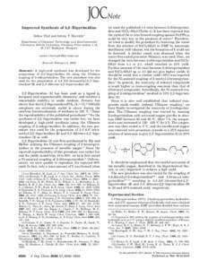 Improved Synthesis of 2,2′-Bipyrimidine Ga´bor Vla´d and Istva´n T. Horva´th* Department of Chemical Technology and Environmental Chemistry, Eo¨ tvo¨ s University, Pa´ zma´ ny Pe´ ter se´ ta´ ny 1/A, H-1117 