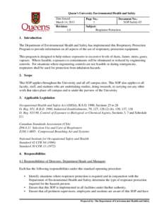 Queen’s University Environmental Health and Safety Date Issued: March 14, 2013 Revision: 1.0