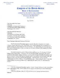 Letter to Chairmen Fred Upton and Ed Whitfield from Ranking Members Henry A. Waxman and Bobby L. Rush (July 30, 2014)