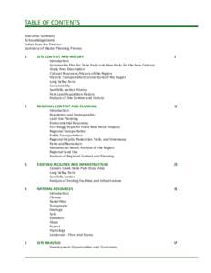 TABLE OF CONTENTS Executive Summary Acknowledgements Letter from the Director Summary of Master Planning Process 1