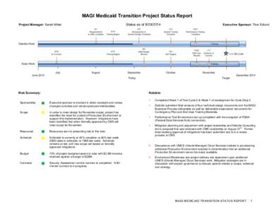 MAGI Medicaid Transition Project Status Report Project Manager: Sarah Miller Sponsorship  