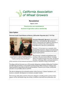 Newsletter August 1, 2014 Thank you for your commitment to the future of agriculture and our membership.