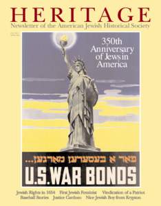 H E R I TA G E Newsletter of the American Jewish Historical Society VOL.2 NO.1 SPRING[removed]350th
