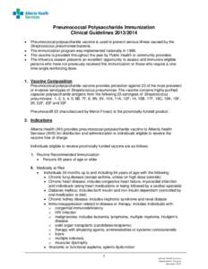 pneumo clinical guidelines pneumococcal polysaccharide