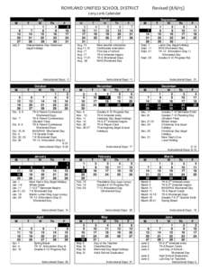 ROWLAND UNIFIED SCHOOL DISTRICT  Revised2016 Calendar M