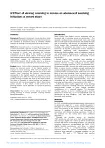 ARTICLES  Effect of viewing smoking in movies on adolescent smoking initiation: a cohort study  Madeline A Dalton, James D Sargent, Michael L Beach, Linda Titus-Ernstoff, Jennifer J Gibson, M Bridget Ahrens,