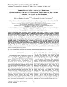 Herpetological Conservation and Biology 11(1):244–252. Submitted: 5 August 2013; Accepted: 25 March 2016; Published: 30 AprilSTRANDINGS OF LEATHERBACK TURTLES (DERMOCHELYS CORIACEA) ALONG THE WESTERN AND SOUTHER