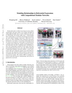 Modeling Relationships in Referential Expressions with Compositional Modular Networks Ronghang Hu1 1  Marcus Rohrbach1 Jacob Andreas1 Trevor Darrell1 Kate Saenko2