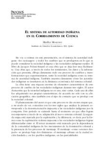 EL SISTEMA DE AUTORIDAD INDÍGENA EN EL CORREGIMIENTO DE CUENCA Martha Moscoso