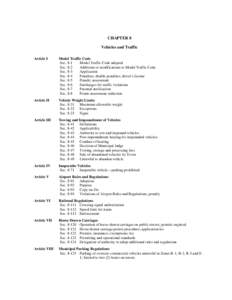 CHAPTER 8 Vehicles and Traffic Article I Model Traffic Code Sec. 8-1