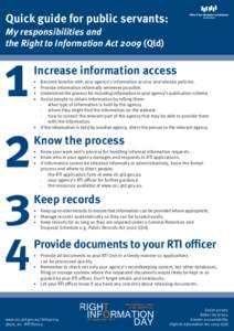 Quick guide for public servants: My responsibilities and the Right to Information ActQld) 1 2