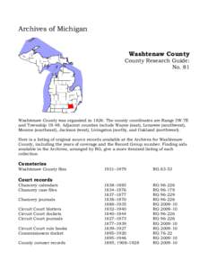 Archives of Michigan  Washtenaw County County Research Guide: No. 81