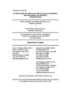 2nd Civil No. B241242 IN THE COURT OF APPEAL OF THE STATE OF CALIFORNIA SECOND APPELLATE DISTRICT DIVISION FOUR JOSHUA MORGAN AND GEORGE SHANNON, ET AL., Plaintiffs–Appellants,