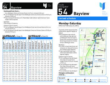 route navigator Bayview  Continued from front...