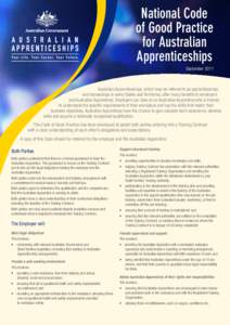 National Code of Good Practice for Australian Apprenticeships September 2011