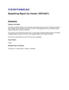 Expediting Report by Vendor