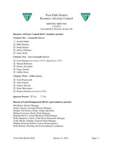 Resource Advisory Council Meeting Minutes