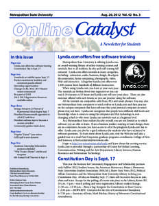 Aug. 20, 2012 Vol. 42 No. 3  Metropolitan State University Online A Newsletter for Students