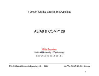 T[removed]Special Course on Cryptology  A3/A8 & COMP128