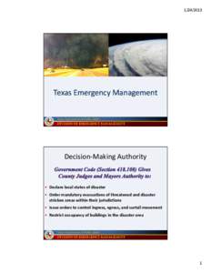 Microsoft PowerPoint - #1 Mike Bewley TX DEM Water Emergencies