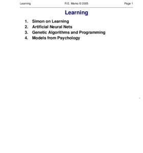 Learning  R.E. Marks © 2005 Page 1