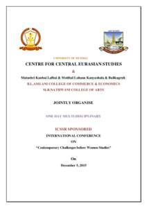 UNIVERSITY OF MUMBAI  CENTRE FOR CENTRAL EURASIAN STUDIES & Matushri Kanbai Lalbai & Motibal Lohana Kanyashala & Balikagruh B.L.AMLANI COLLEGE OF COMMERCE & ECONOMICS