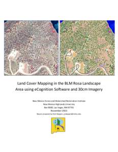 Land Cover Mapping in the BLM Rosa Landscape Area using eCognition Software and 30cm Imagery New Mexico Forest and Watershed Restoration Institute New Mexico Highlands University Box 9000, Las Vegas, NM 87701