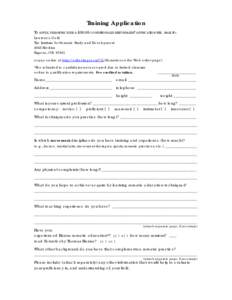 Training Candidate Questionnaire