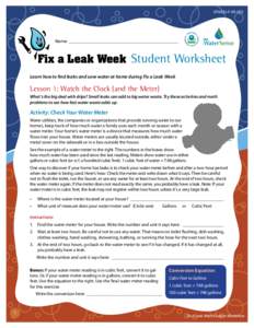 A Day in the Life of a Drop; Worksheet 2