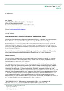 DSDBI Draft Consultation Paper - Reforms to retail regulation 2014_Momentum submission