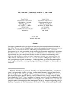 The Law and Labor Strife in the U.S., Janet Currie Department of Economics University of California 405 Hilgard Avenue