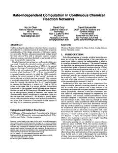 Rate-Independent Computation in Continuous Chemical Reaction Networks Ho-Lin Chen David Doty