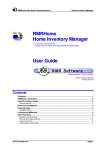 RMRHome (for Nokia Communicators)  Home Inventory Manager RMRHome Home Inventory Manager