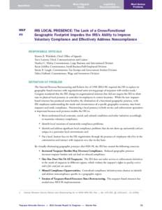 Office of the Taxpayer Advocate / Tax evasion / Government / Tax return / Public administration / Economy of the United States / IRS Return Preparer Initiative / Nina E. Olson / Internal Revenue Service / Taxation in the United States / Revenue services