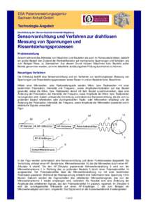 ESA Patentverwertungsagentur Sachsen-Anhalt GmbH Technologie-Angebot Eine Erfindung der Otto-von-Guericke-Universität Magdeburg  Sensorvorrichtung und Verfahren zur drahtlosen