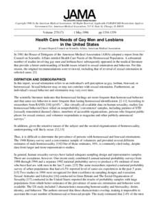 Copyright 1996 by the American Medical Association. All Rights Reserved. Applicable FARS/DFARS Restrictions Apply to Government Use. American Medical Association, 515 N. State St, Chicago, ILVolumeMay