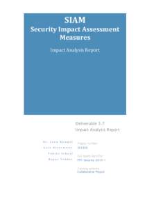 SIAM Security Impact Assessment Measures Impact Analysis Report  Deliverable 3.7