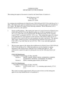 Mining Plan Approval Document for Bowie Resources, LLC