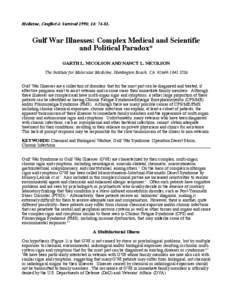 Medicine, Conflict & Survival 1998; 14: [removed]Gulf War Illnesses: Complex Medical and Scientific