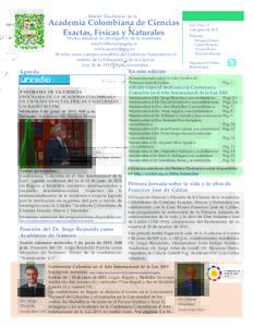 Boletín Electrónico de la  Academia Colombiana de Ciencias Exactas, Físicas y Naturales Medio semanal de divulgación de la Academia 