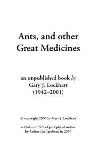 Ants, and other Great Medicines an unpublished book by