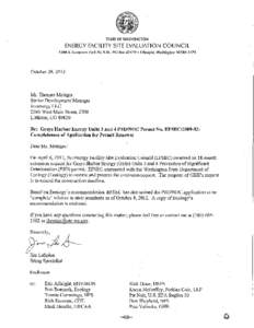October 18, 2012  Mr. Stephen Posner Interim Manager Energy Facility Site Evaluation Council P.O. Box 43172